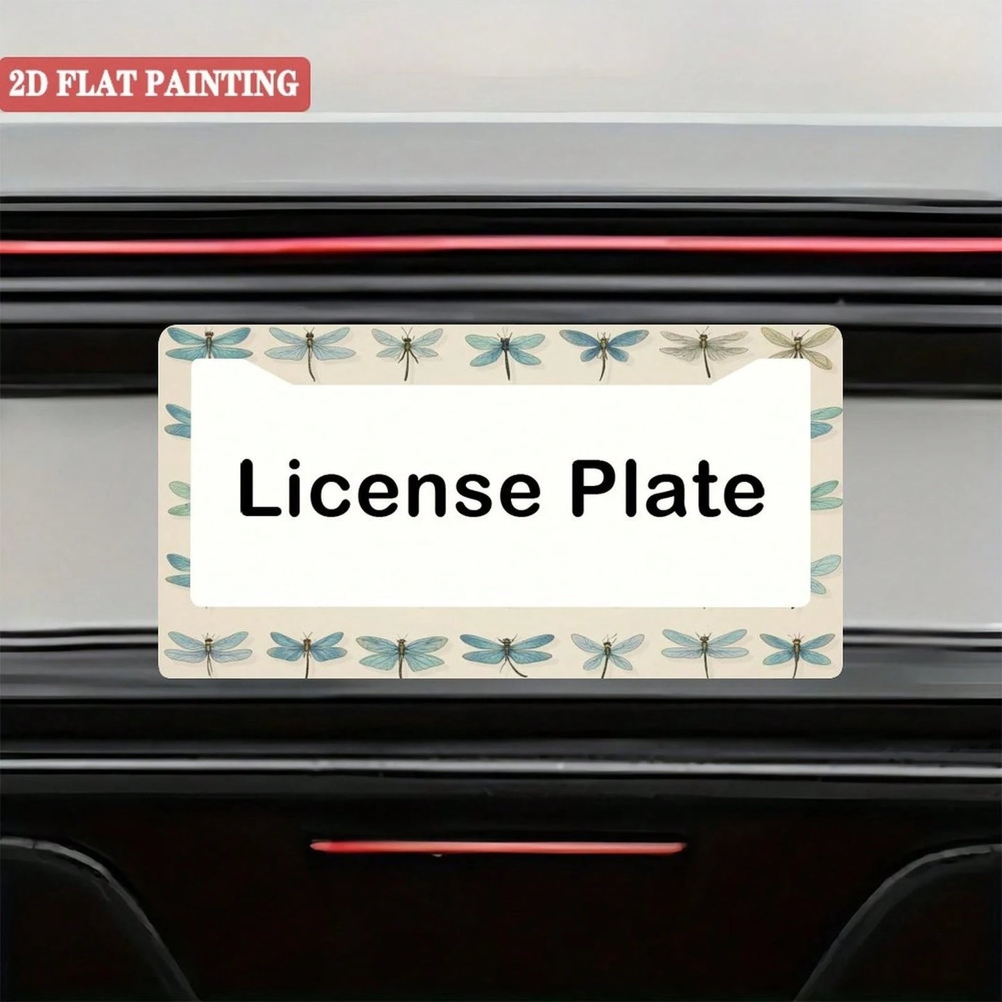 1 Dragonfly Design License Plate Frame, Unique Car License Plate Holder, Fun Front License Plate Accessory, Universal 2-Hole Screw Mounting Accessory, Size 12x6inch