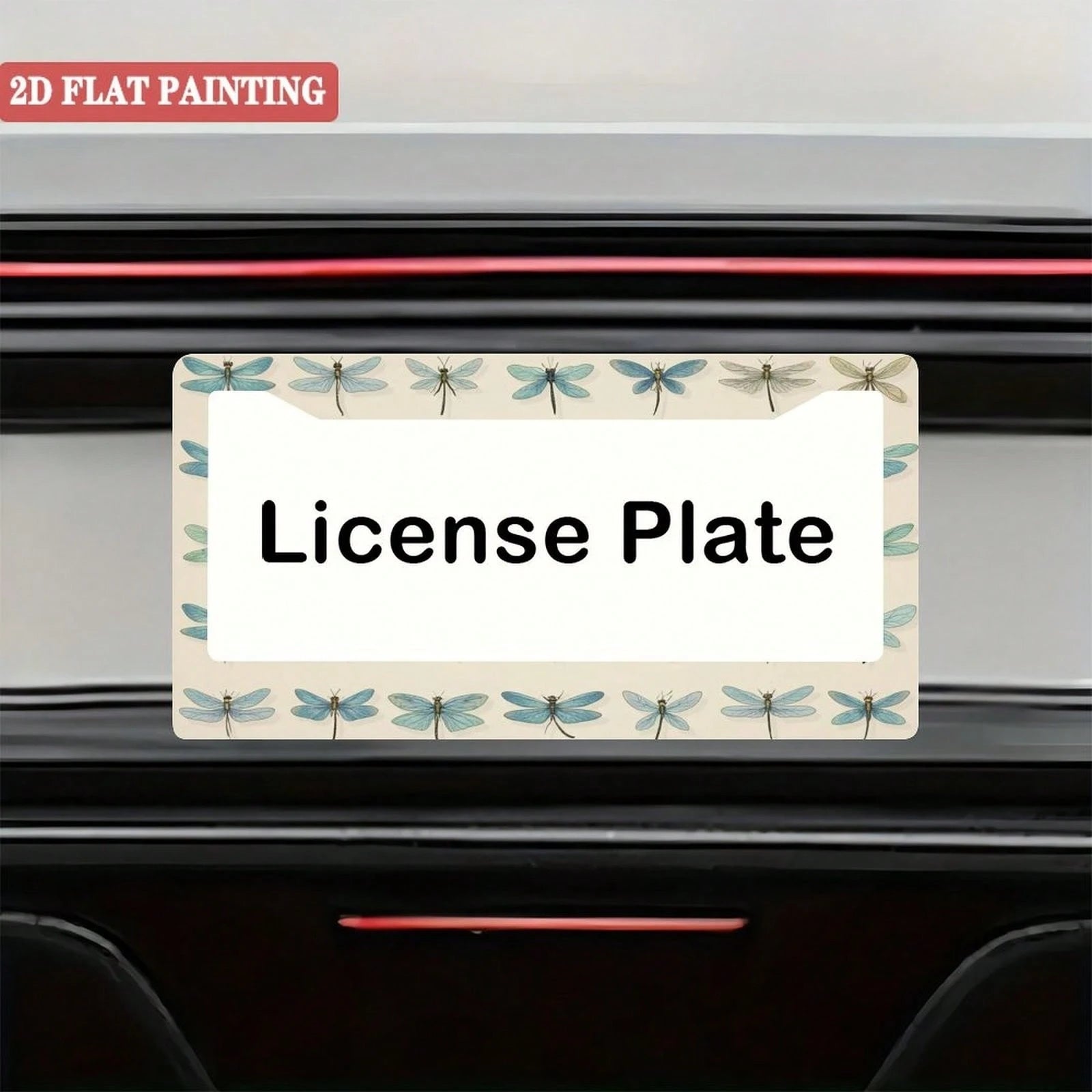 1 Dragonfly Design License Plate Frame, Unique Car License Plate Holder, Fun Front License Plate Accessory, Universal 2-Hole Screw Mounting Accessory, Size 12x6inch