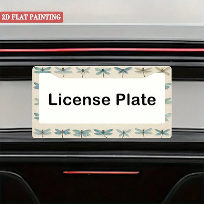 1 Dragonfly Design License Plate Frame, Unique Car License Plate Holder, Fun Front License Plate Accessory, Universal 2-Hole Screw Mounting Accessory, Size 12x6inch