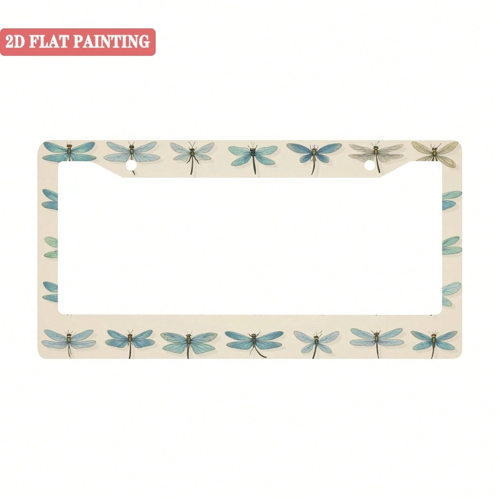 1 Dragonfly Design License Plate Frame, Unique Car License Plate Holder, Fun Front License Plate Accessory, Universal 2-Hole Screw Mounting Accessory, Size 12x6inch