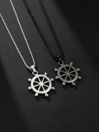1 Hip Hop Boat Rudder Necklace For Women, Light Luxury, Niche Design, Simple And Fashionable, High-End Pendant, New Anchor, Rearview Mirror Chain, Steering Wheel Chain