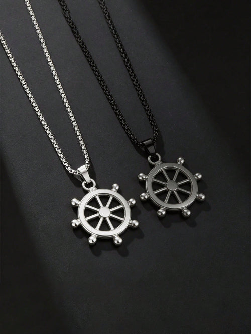 1 Hip Hop Boat Rudder Necklace For Women, Light Luxury, Niche Design, Simple And Fashionable, High-End Pendant, New Anchor, Rearview Mirror Chain, Steering Wheel Chain
