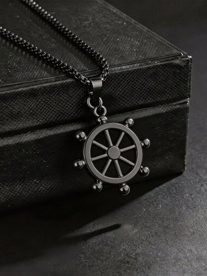 1 Hip Hop Boat Rudder Necklace For Women, Light Luxury, Niche Design, Simple And Fashionable, High-End Pendant, New Anchor, Rearview Mirror Chain, Steering Wheel Chain
