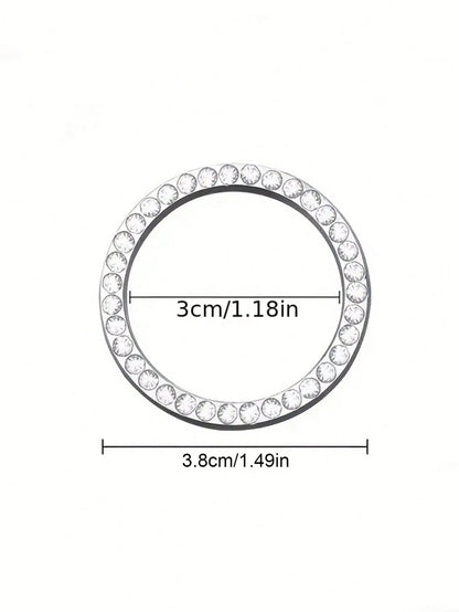 1-Key Start Decorative Ring, Switch Protective Cover, Crystal Rhinestone Car Interior Decor Sticker