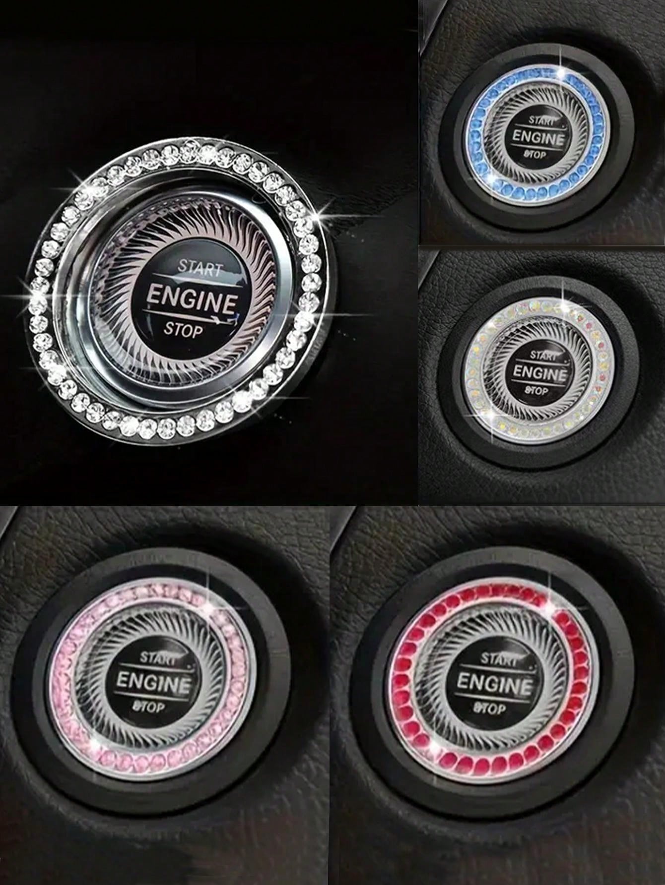 1-Key Start Decorative Ring, Switch Protective Cover, Crystal Rhinestone Car Interior Decor Sticker