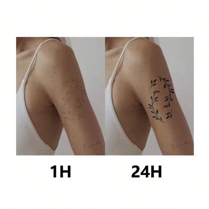 1 Kit "Wildflower Bouquet" New Technology Tattoo Sticker, Semi-Permanent, Fine-Line, Botanical, Dainty, Temporary Tattoo, Fake Tattoo, Waterproof & Long-Lasting Realistic Design, Plant-Based Formula