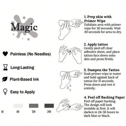 1 Kit "Wildflower Bouquet" New Technology Tattoo Sticker, Semi-Permanent, Fine-Line, Botanical, Dainty, Temporary Tattoo, Fake Tattoo, Waterproof & Long-Lasting Realistic Design, Plant-Based Formula
