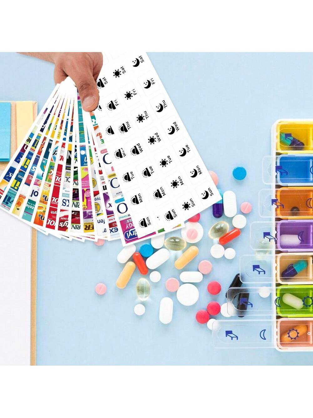 1 Pack 214pcs DIY Medicine Labels, DIY Pocket Pharmacy Stickers, Includes 191pcs Medicine Labels, 42pcs Weekly Stickers And 4pcs Blank Stickers, Suitable For Travel Daily Pill Box/Mini Medicine Storag