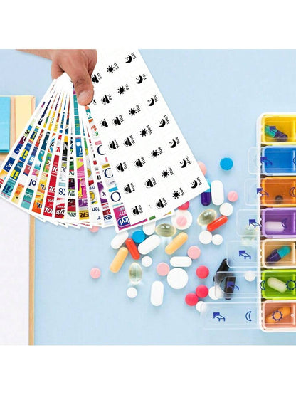 1 Pack 214pcs DIY Medicine Labels, DIY Pocket Pharmacy Stickers, Includes 191pcs Medicine Labels, 42pcs Weekly Stickers And 4pcs Blank Stickers, Suitable For Travel Daily Pill Box/Mini Medicine Storag