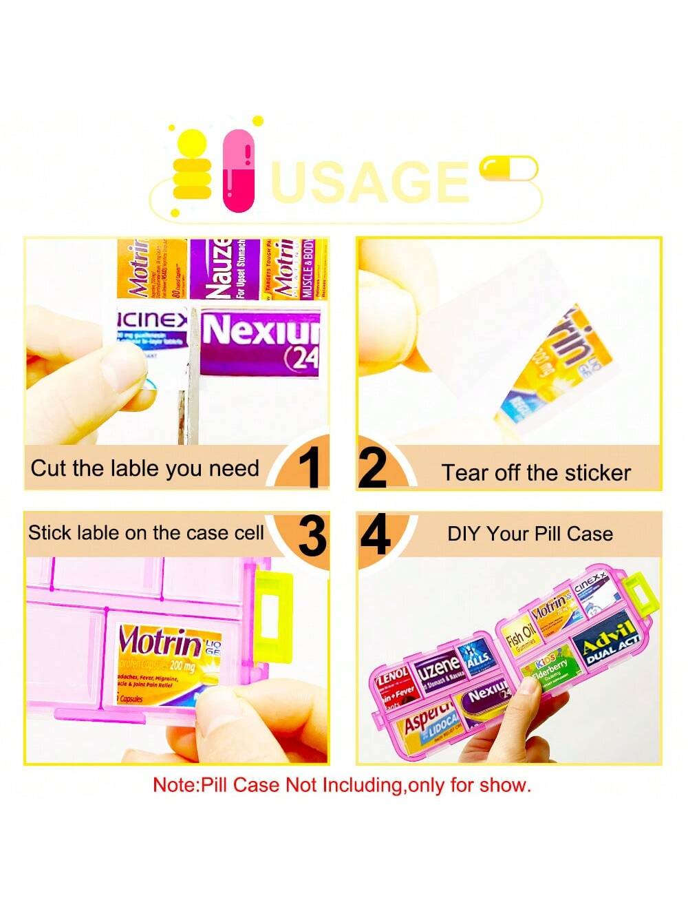1 Pack 214pcs DIY Medicine Labels, DIY Pocket Pharmacy Stickers, Includes 191pcs Medicine Labels, 42pcs Weekly Stickers And 4pcs Blank Stickers, Suitable For Travel Daily Pill Box/Mini Medicine Storag