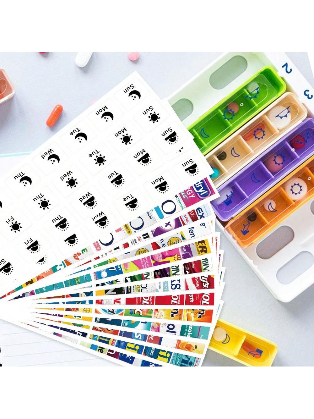 1 Pack 214pcs DIY Medicine Labels, DIY Pocket Pharmacy Stickers, Includes 191pcs Medicine Labels, 42pcs Weekly Stickers And 4pcs Blank Stickers, Suitable For Travel Daily Pill Box/Mini Medicine Storag