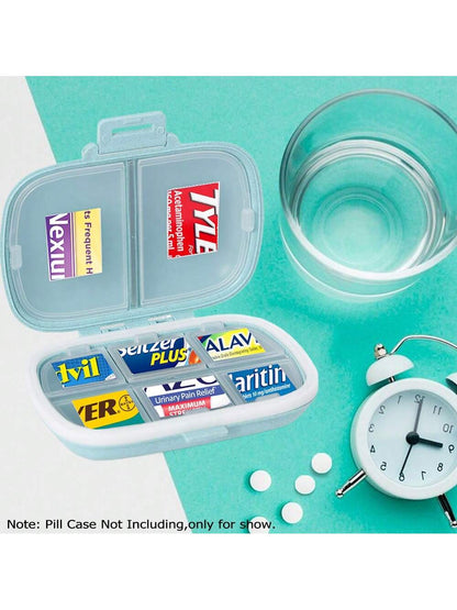1 Pack 214pcs DIY Medicine Labels, DIY Pocket Pharmacy Stickers, Includes 191pcs Medicine Labels, 42pcs Weekly Stickers And 4pcs Blank Stickers, Suitable For Travel Daily Pill Box/Mini Medicine Storag