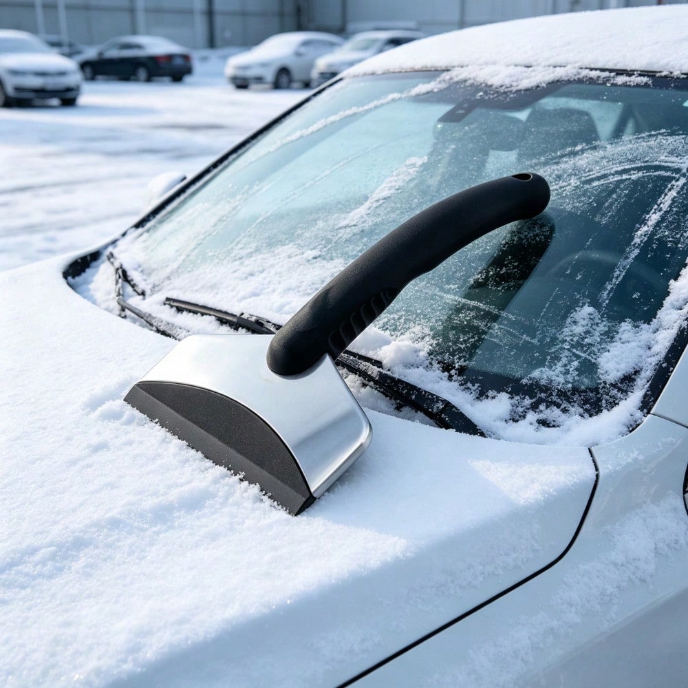 1 Pack Car Ice Scraper With Non-Slip Handle, Stainless Steel Snow Remover Tool For Windshield, Winter Automotive Accessory