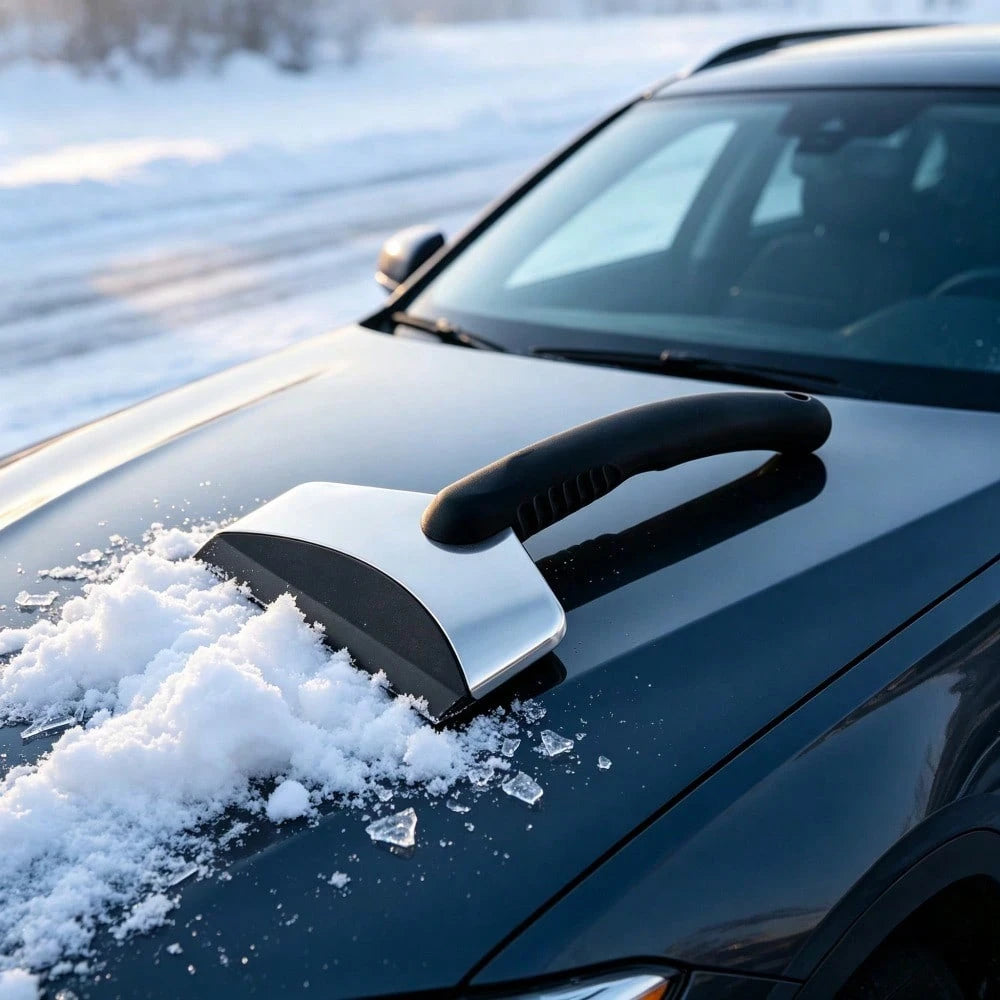 1 Pack Car Ice Scraper With Non-Slip Handle, Stainless Steel Snow Remover Tool For Windshield, Winter Automotive Accessory