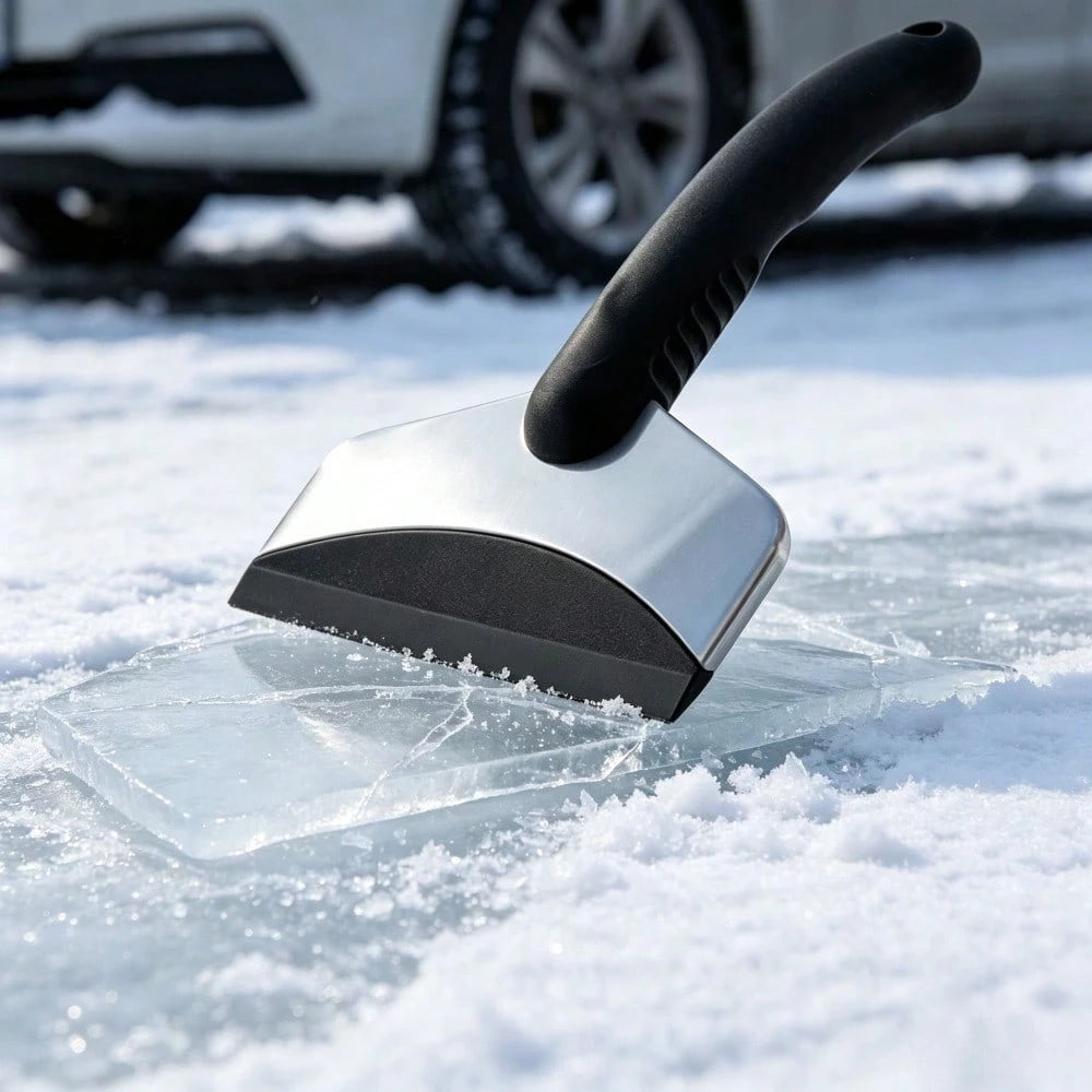 1 Pack Car Ice Scraper With Non-Slip Handle, Stainless Steel Snow Remover Tool For Windshield, Winter Automotive Accessory