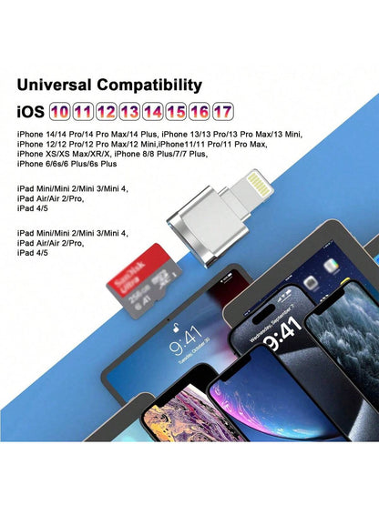 1 Pack Compatible With IPhone 14/13/12/11/XS/8/7 Pro Plus Max TF Card Reader Adapter Adapter Card Reader
