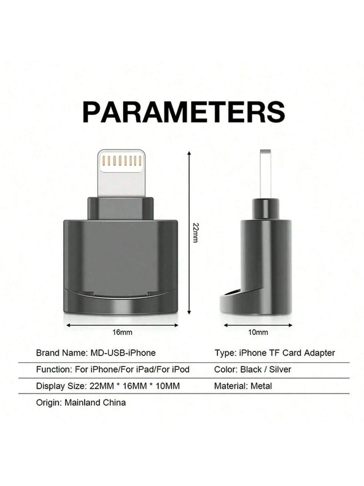 1 Pack Compatible With IPhone 14/13/12/11/XS/8/7 Pro Plus Max TF Card Reader Adapter Adapter Card Reader