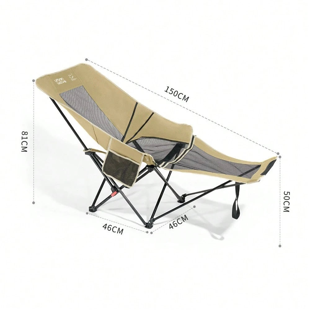 1 Pack Summer Foldable Outdoor Recliner Lounge Chair, Portable Breathable Comfort Rest Cot With Multi-Gear Adjustable Backrest & Sturdy Frame, Indoor Outdoor Use For Fishing, Beach, Camping, Office Lu