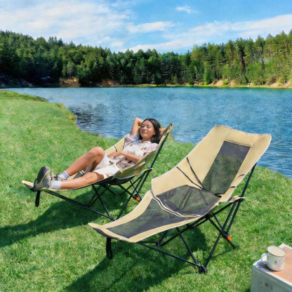 1 Pack Summer Foldable Outdoor Recliner Lounge Chair, Portable Breathable Comfort Rest Cot With Multi-Gear Adjustable Backrest & Sturdy Frame, Indoor Outdoor Use For Fishing, Beach, Camping, Office Lu