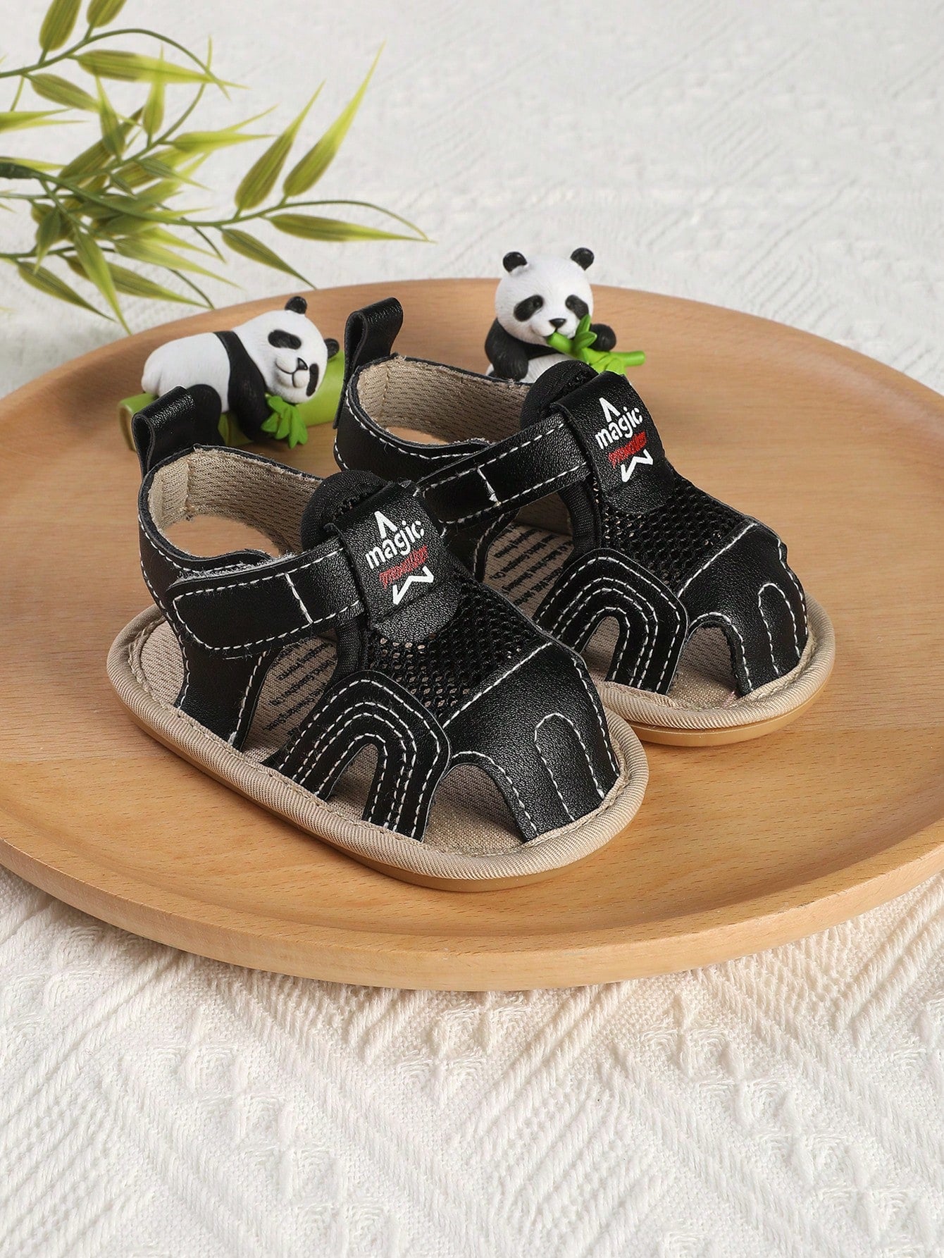 1 Pair Boys Breathable Soft Sole Anti-Slip Hook And Loop Design Toddler Sandals, Summer Spring Autumn
