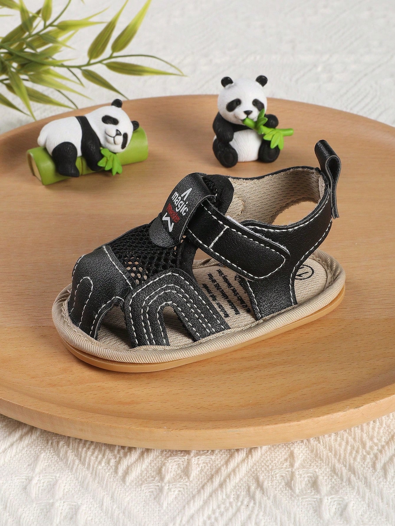 1 Pair Boys Breathable Soft Sole Anti-Slip Hook And Loop Design Toddler Sandals, Summer Spring Autumn