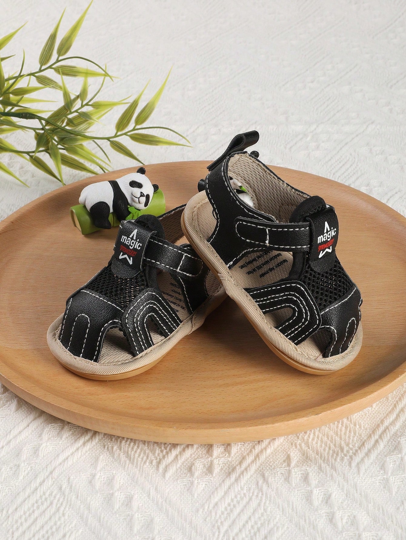 1 Pair Boys Breathable Soft Sole Anti-Slip Hook And Loop Design Toddler Sandals, Summer Spring Autumn