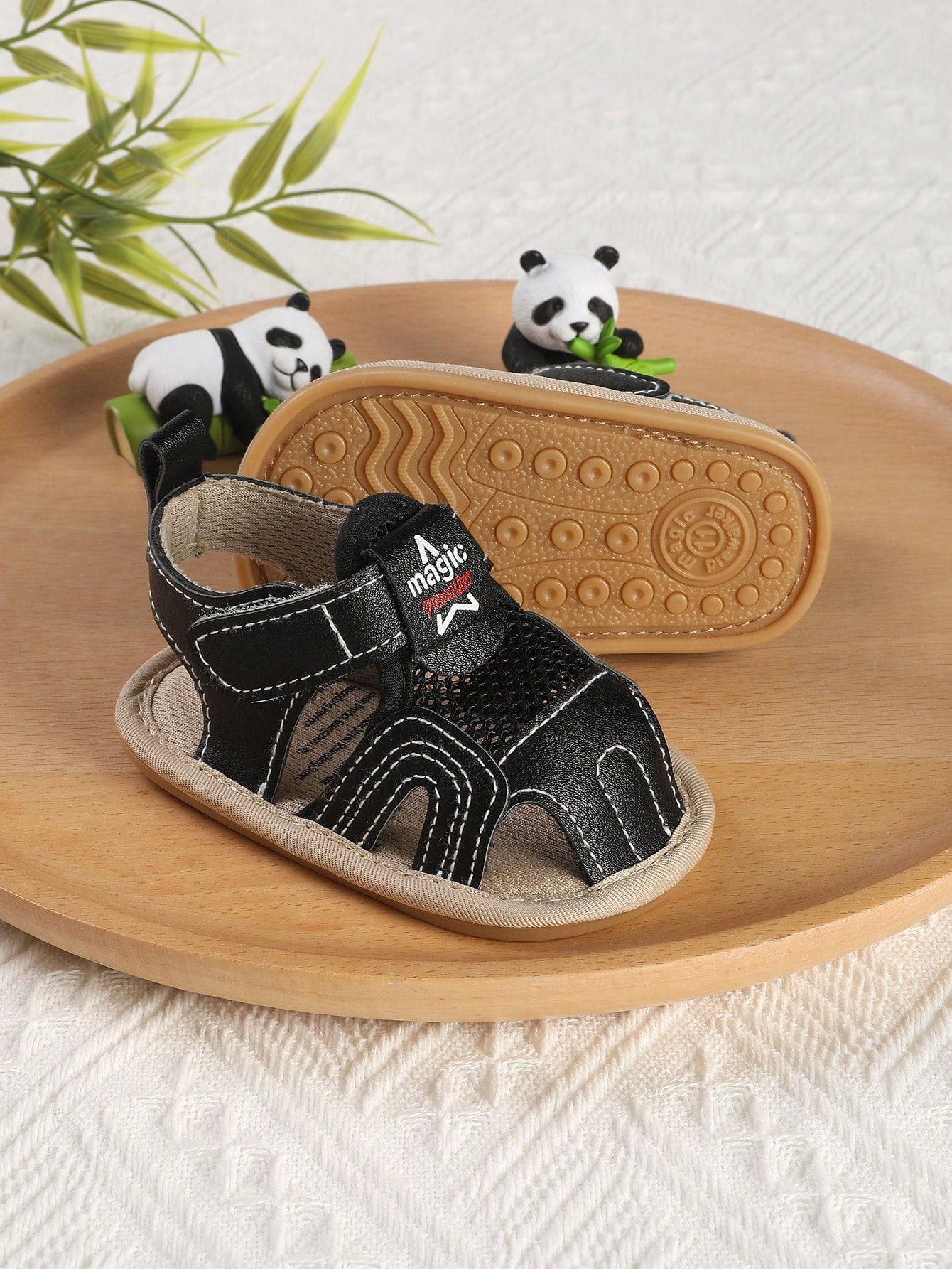 1 Pair Boys Breathable Soft Sole Anti-Slip Hook And Loop Design Toddler Sandals, Summer Spring Autumn