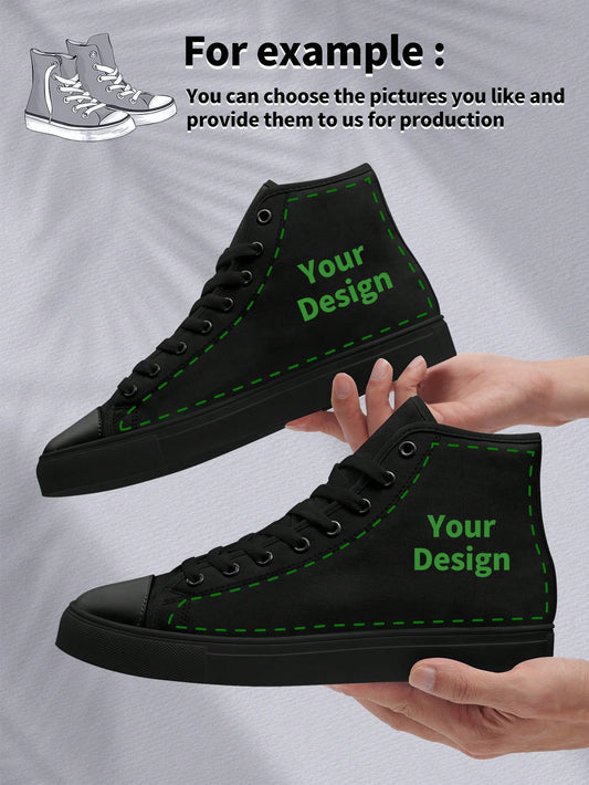 1 Pair Custom High Top Canvas Shoes, Personalized Photo Sneakers, Groomsman Gift, Anniversary Gift, Valentine Gift, Birthday Gift, Wedding Gift, Best Friend Gift, Personalized Sneakers For Women And M