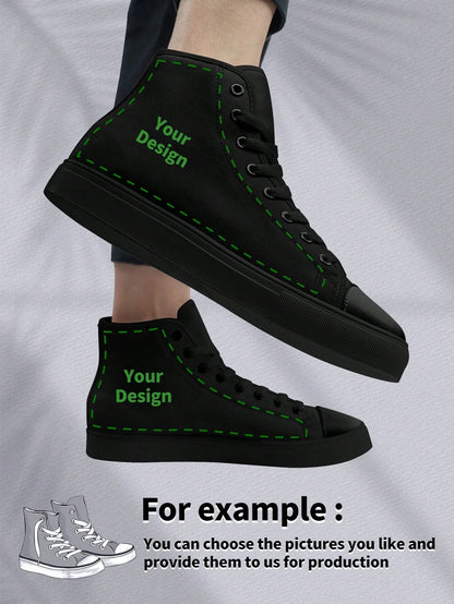 1 Pair Custom High Top Canvas Shoes, Personalized Photo Sneakers, Groomsman Gift, Anniversary Gift, Valentine Gift, Birthday Gift, Wedding Gift, Best Friend Gift, Personalized Sneakers For Women And M