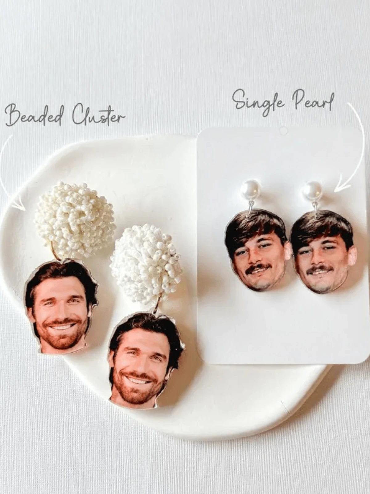 1 Pair Customized Photo Face Wedding Earrings, Personalized Portrait Photo Pendant Jewelry For Bridal Bachelorette Party Anniversary Gift