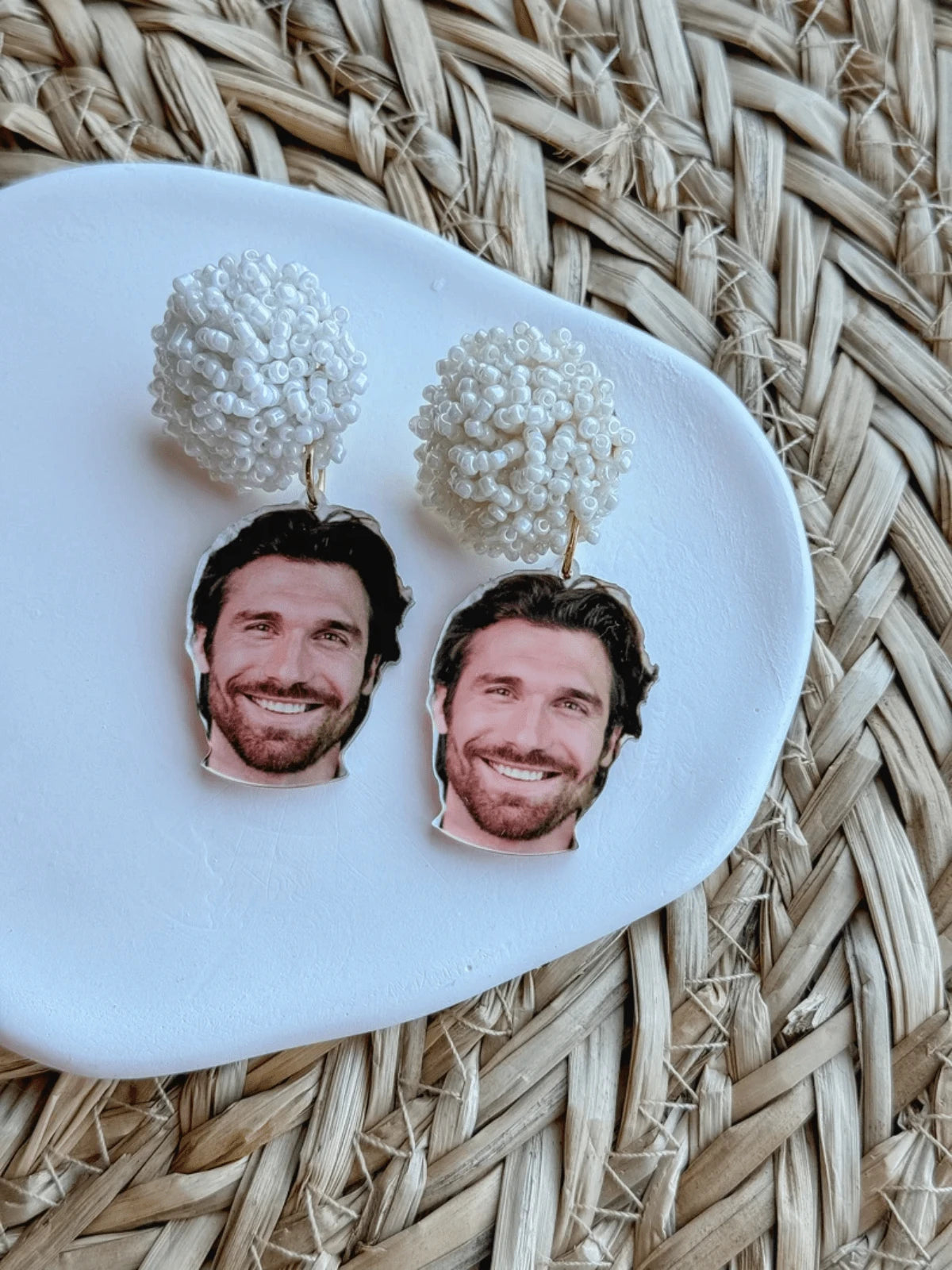 1 Pair Customized Photo Face Wedding Earrings, Personalized Portrait Photo Pendant Jewelry For Bridal Bachelorette Party Anniversary Gift