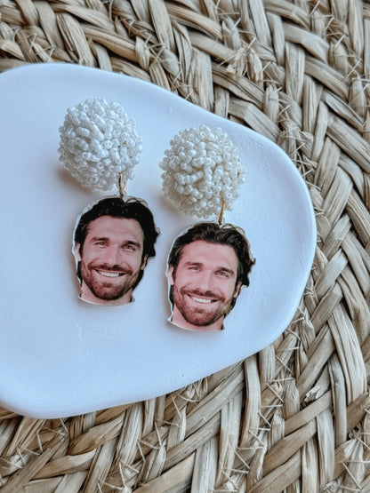 1 Pair Customized Photo Face Wedding Earrings, Personalized Portrait Photo Pendant Jewelry For Bridal Bachelorette Party Anniversary Gift