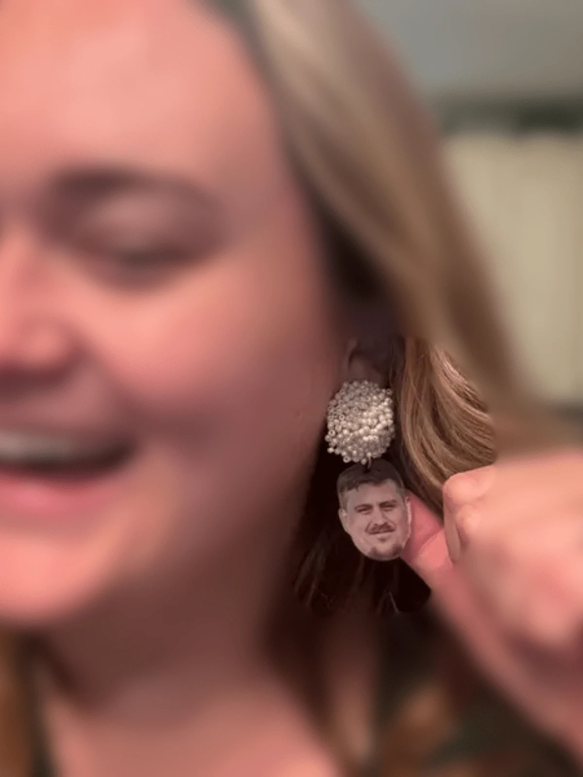 1 Pair Customized Photo Face Wedding Earrings, Personalized Portrait Photo Pendant Jewelry For Bridal Bachelorette Party Anniversary Gift