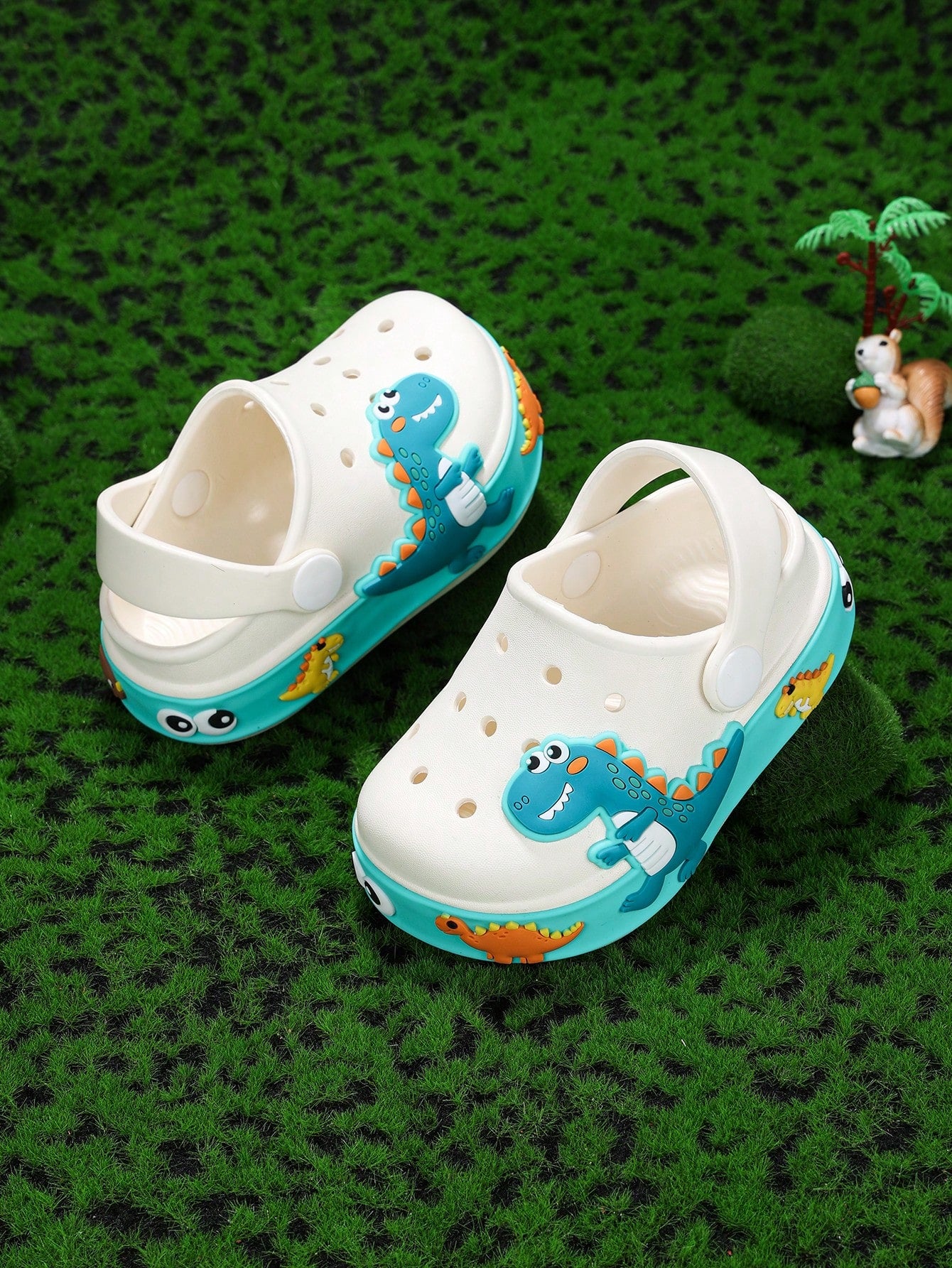 1 Pair Dinosaur Print Breathable Non-Slip One-Piece Baby Beach Clogs, Sandals