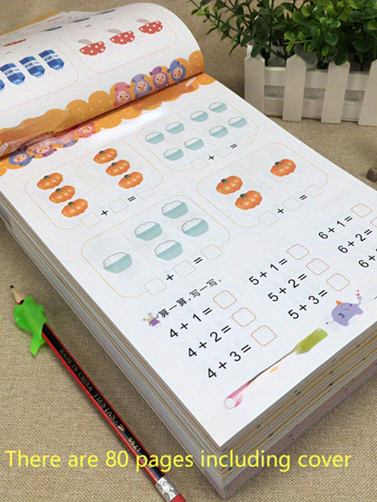 1 Pc 80-Page Children's Addition And Subtraction Math, Chinese Character Stroke Practice Workbook (Some Content Randomly Sent), Early Learning Book, Math Teacher, Counting Math
