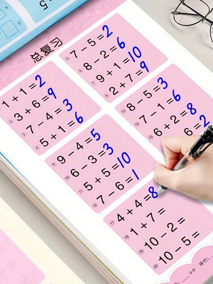 1 Pc 80-Page Children's Addition And Subtraction Math, Chinese Character Stroke Practice Workbook (Some Content Randomly Sent), Early Learning Book, Math Teacher, Counting Math