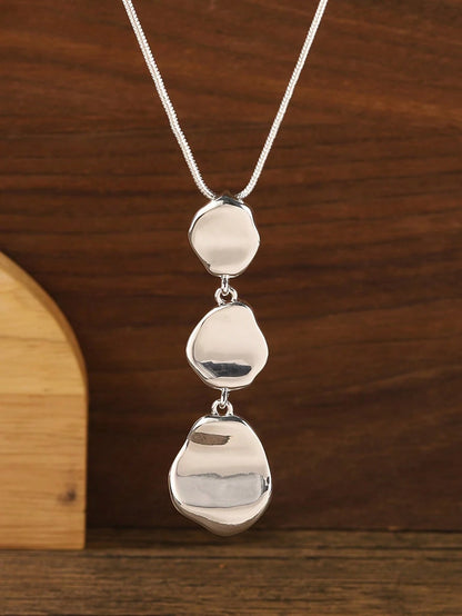 1 Pc Fashionable And Minimalist Asymmetrical Geometric Alloy Pendant Long Necklace, Timeless Handmade Bohemian Pendant Necklace, Fashionable And Durable Item Suitable For Both Men And Women, Elegant A