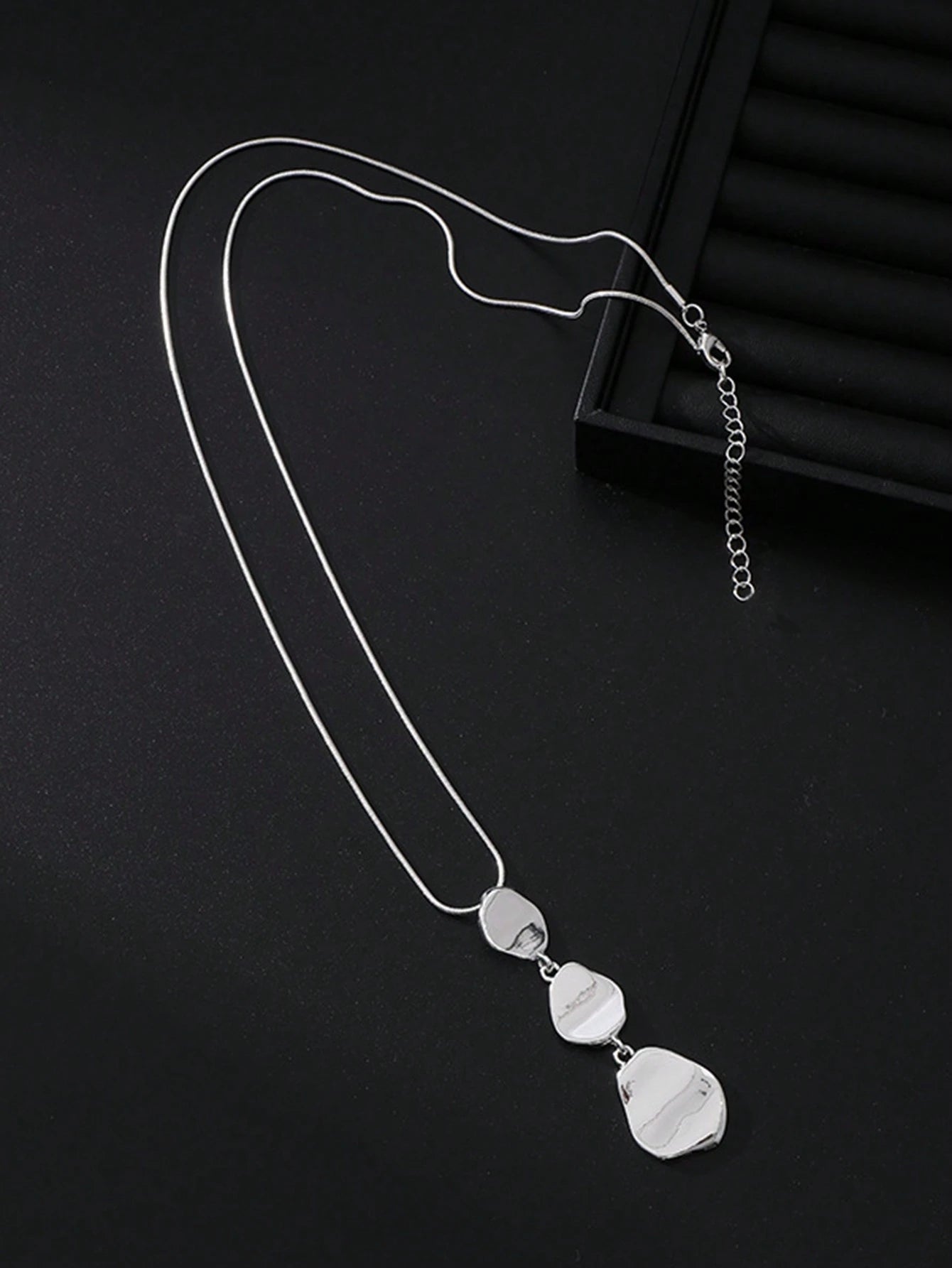 1 Pc Fashionable And Minimalist Asymmetrical Geometric Alloy Pendant Long Necklace, Timeless Handmade Bohemian Pendant Necklace, Fashionable And Durable Item Suitable For Both Men And Women, Elegant A