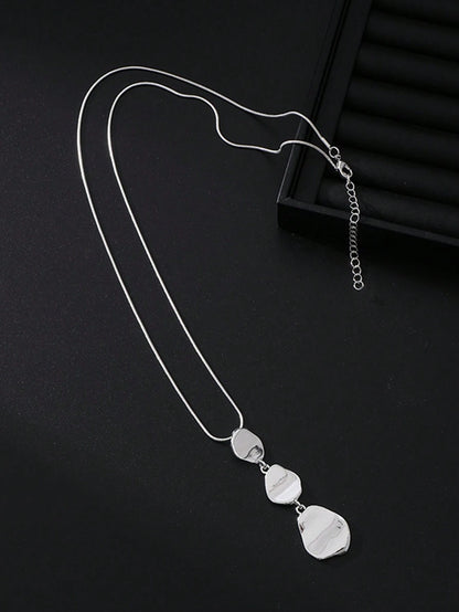 1 Pc Fashionable And Minimalist Asymmetrical Geometric Alloy Pendant Long Necklace, Timeless Handmade Bohemian Pendant Necklace, Fashionable And Durable Item Suitable For Both Men And Women, Elegant A