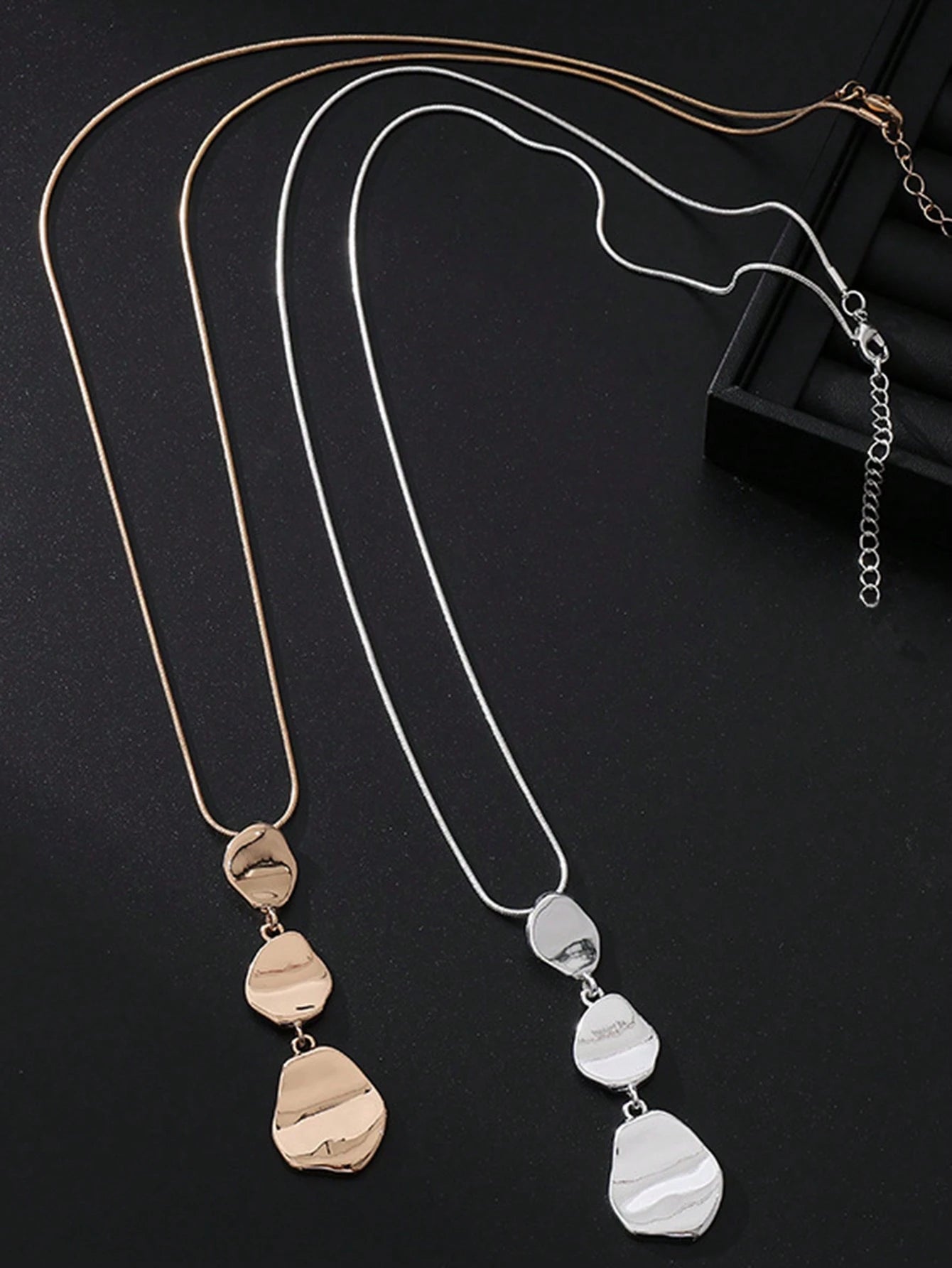 1 Pc Fashionable And Minimalist Asymmetrical Geometric Alloy Pendant Long Necklace, Timeless Handmade Bohemian Pendant Necklace, Fashionable And Durable Item Suitable For Both Men And Women, Elegant A