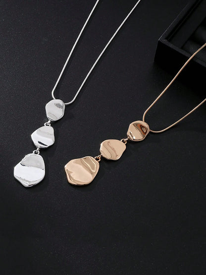 1 Pc Fashionable And Minimalist Asymmetrical Geometric Alloy Pendant Long Necklace, Timeless Handmade Bohemian Pendant Necklace, Fashionable And Durable Item Suitable For Both Men And Women, Elegant A