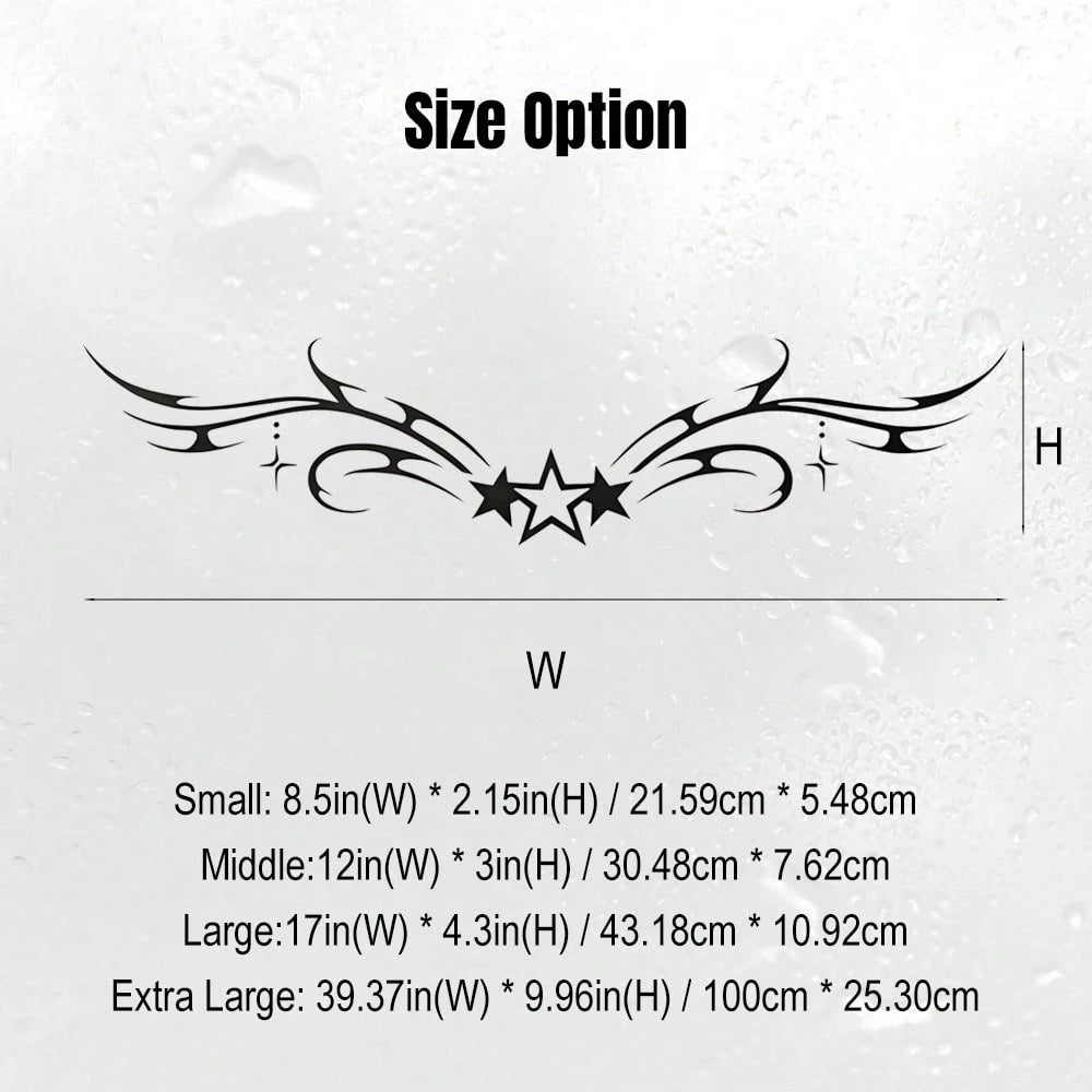 1 Pc Star Wings Car Sticker Decal, Vinyl Tramp Stamp Sticker For Car Window Bumper, Girly Gift Accessories For Y2K/90s Aesthetic Fans