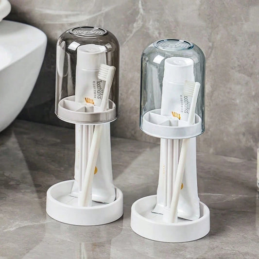 1 PCS Multifunctional Toothbrush Holder With Dust Cover, Draining And Flowing Cup Holder, Household Multifunctional Toothbrush Holder
