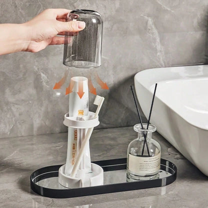 1 PCS Multifunctional Toothbrush Holder With Dust Cover, Draining And Flowing Cup Holder, Household Multifunctional Toothbrush Holder