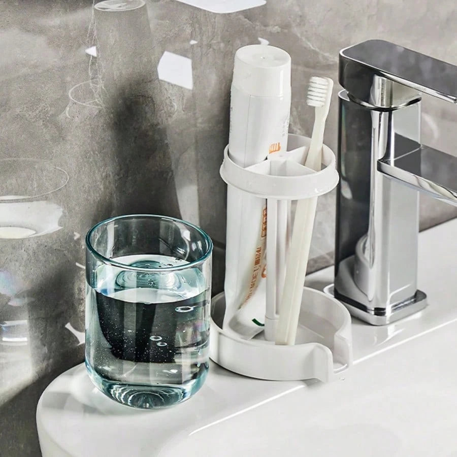 1 PCS Multifunctional Toothbrush Holder With Dust Cover, Draining And Flowing Cup Holder, Household Multifunctional Toothbrush Holder