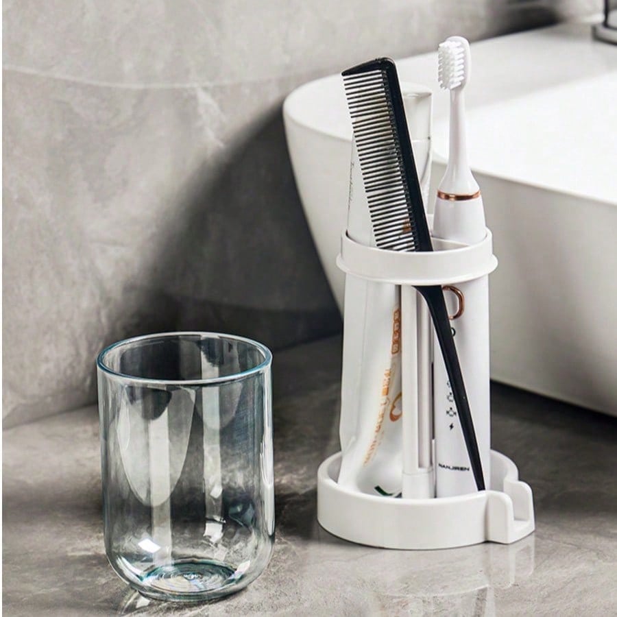 1 PCS Multifunctional Toothbrush Holder With Dust Cover, Draining And Flowing Cup Holder, Household Multifunctional Toothbrush Holder