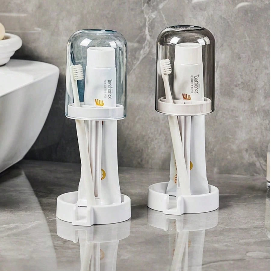 1 PCS Multifunctional Toothbrush Holder With Dust Cover, Draining And Flowing Cup Holder, Household Multifunctional Toothbrush Holder