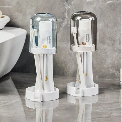 1 PCS Multifunctional Toothbrush Holder With Dust Cover, Draining And Flowing Cup Holder, Household Multifunctional Toothbrush Holder