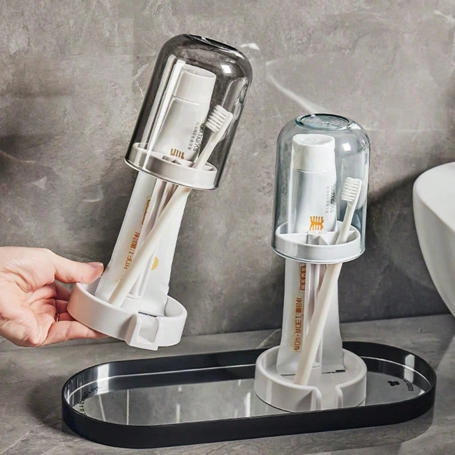 1 PCS Multifunctional Toothbrush Holder With Dust Cover, Draining And Flowing Cup Holder, Household Multifunctional Toothbrush Holder