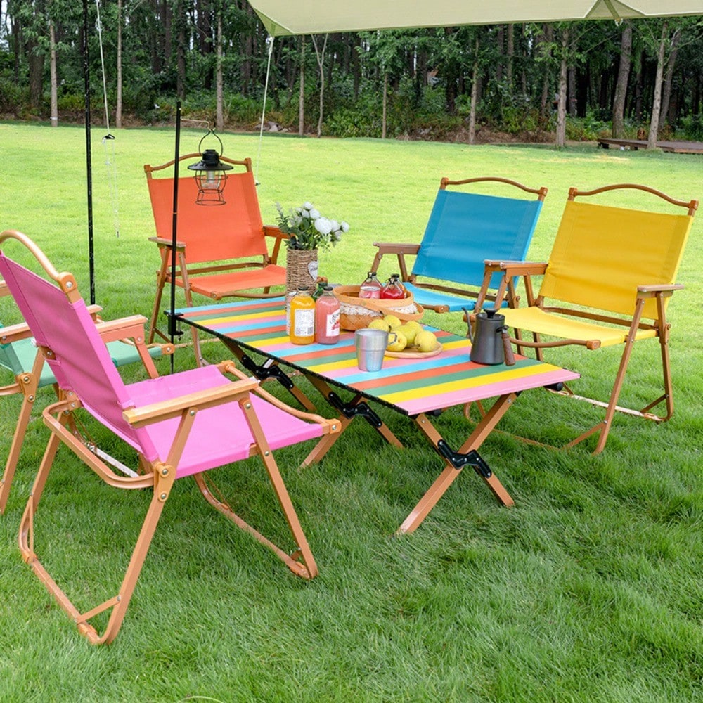 1 Piece Colorful Kermit Chair, Rainbow Foldable Outdoor Table And Chair, Portable Beach Camping Fishing Stool, Foldable Furniture For Outdoor Picnic, Fishing And Stall Use Outdoor Chairs Outdoor Furn